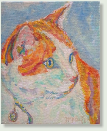 commissioned CAT PORTRAIT 30 : 40 cm, acrylic paint, linen